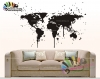 استیکر و برچسب دیواری آژانس هواپیمایی تصویر آبرنگی نقشه جهان World Map Watercolor Illustration Wallstickers کد h642