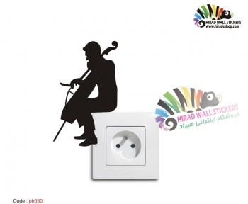 برچسب کلید و پریز ویولن سل violoncello wallstickersکد h2406