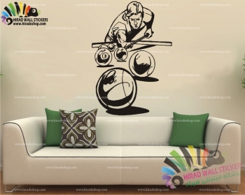 استیکر و برچسب دیواری بازی بیلیارد کد h621