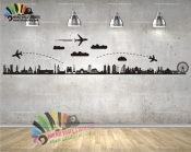 استیکر و برچسب دیواری دیواری آژانس هواپیمایی ساختمان و سازه های معروف و مناطق گردشگری و توریستی جهان کد h632